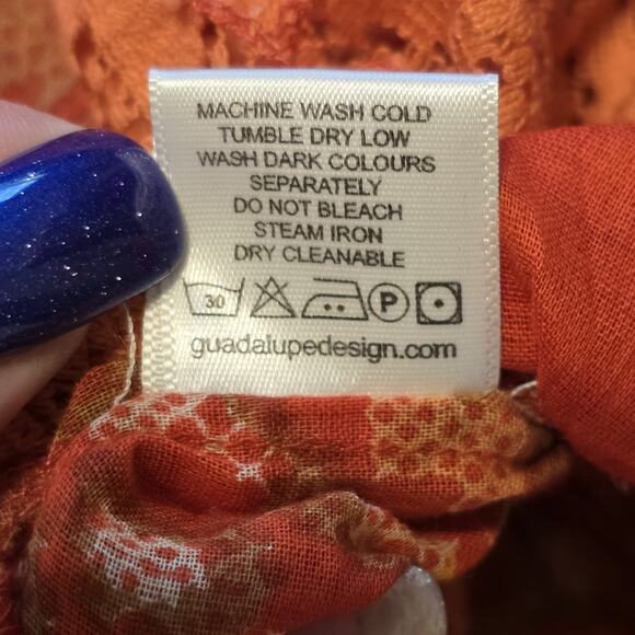 Guadalupe Design Embroidered Boho Top Womens Medium Multicolor Tassels Lace NWT - Picture 7 of 10